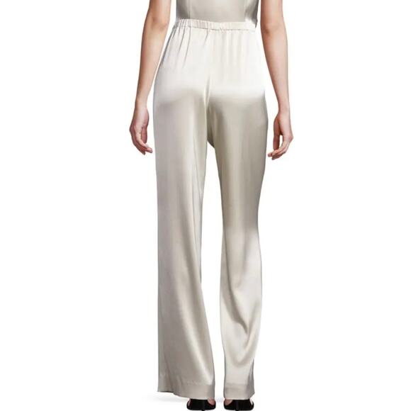 St. John Womens 10 Platinum Liquid Satin Wide Leg Pull-On Designer Pants - Picture 2 of 7